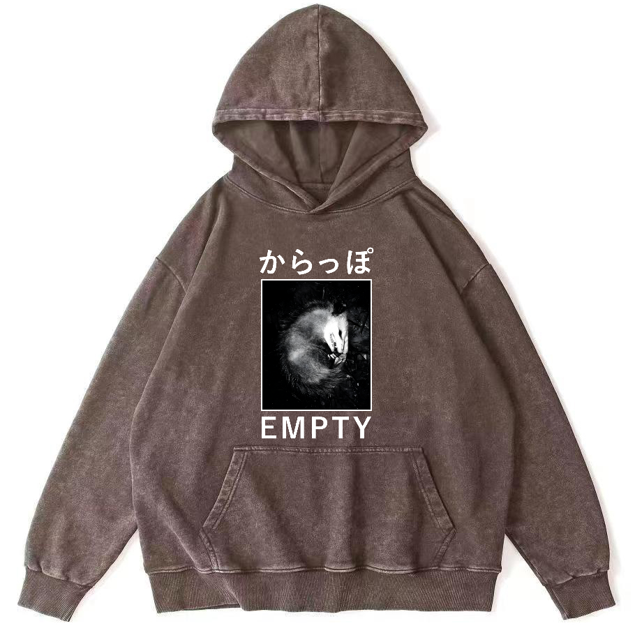 EMPTY Japanese Opossum Vintage Washed Hoodie-Zazasy