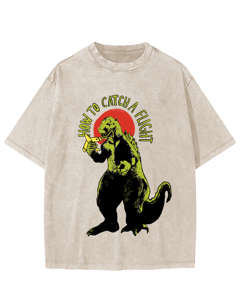 How To Catch A Flight Vintage Washed T-shirt-Zazasy