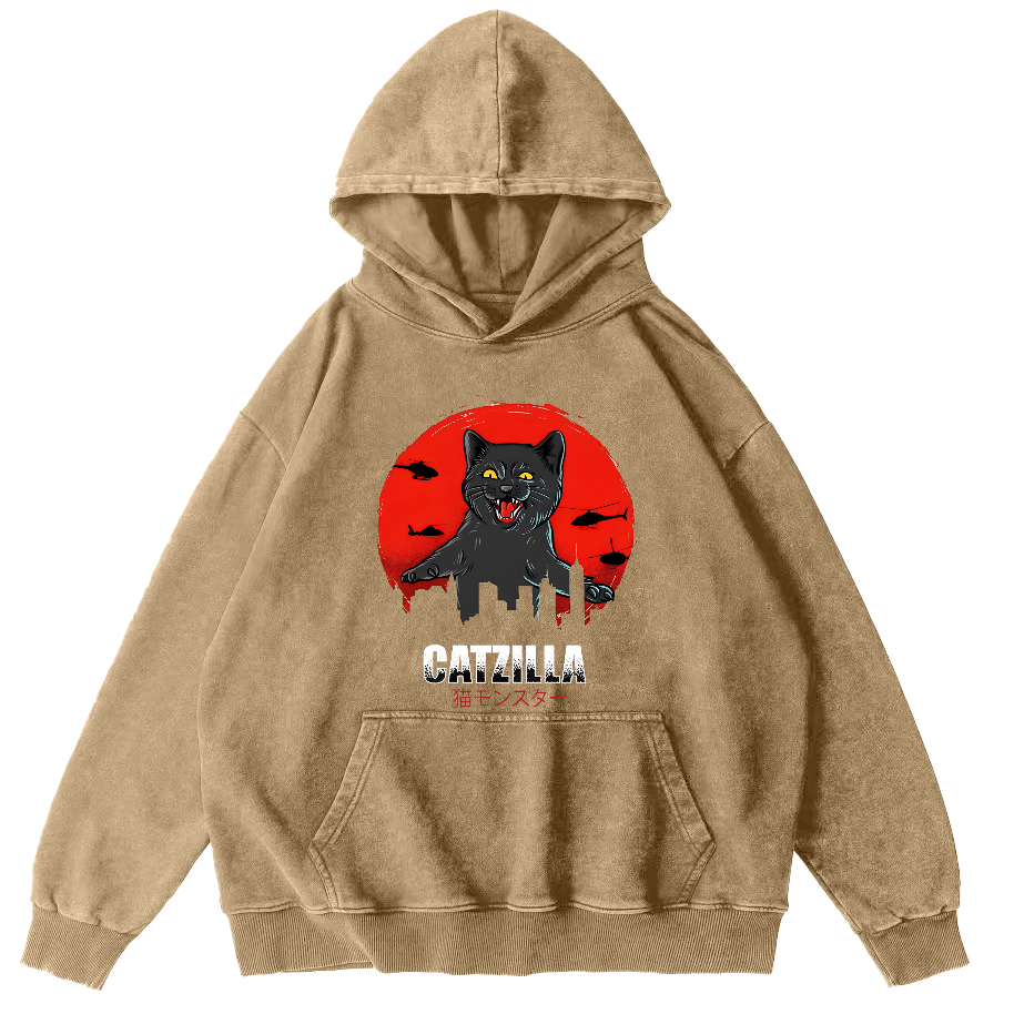 Kos Cat in Battle Japanese Style Vintage Distressed Hoodie-Zazasy