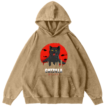 Kos Cat in Battle Japanese Style Vintage Distressed Hoodie-Zazasy