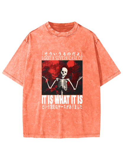 Japanese Style Skull Pattern Vintage Distressed T-shirt-Zazasy