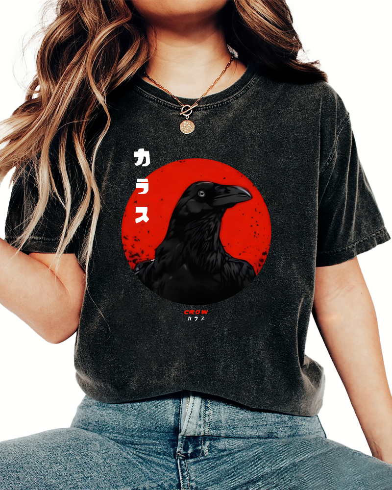 Crow Japanese Vintage Distressed T-shirt-Zazasy