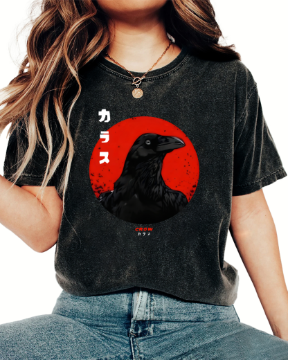 Crow Japanese Vintage Distressed T-shirt-Zazasy