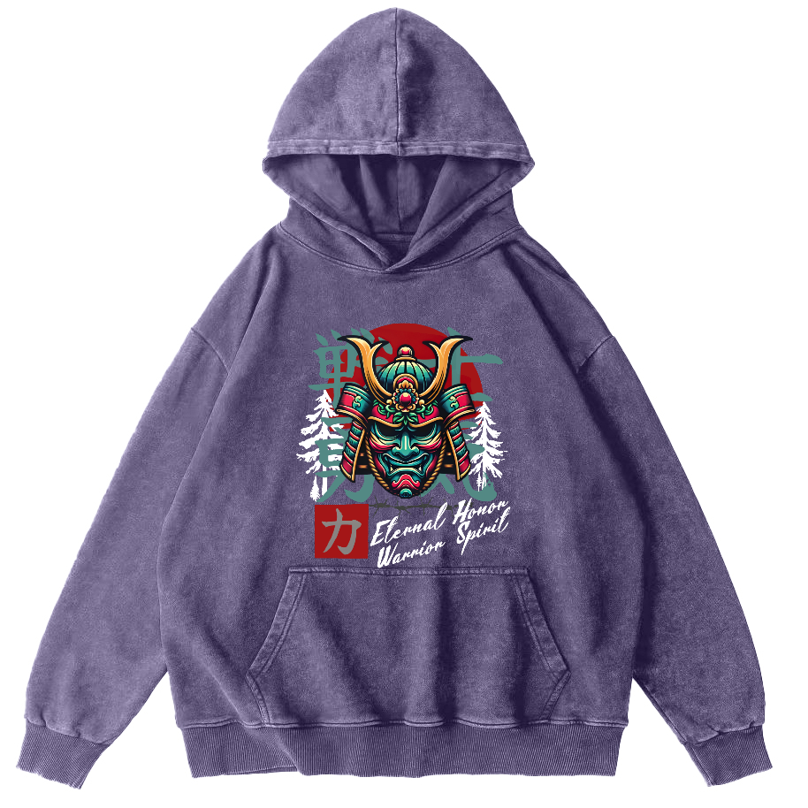 Warrior's Courage Japanese Style Vintage Distressed Hoodie-Zazasy