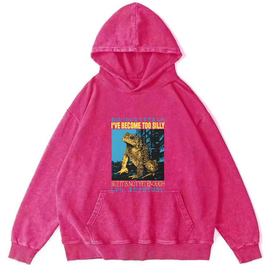 Retro Frog Pattern Japanese Style Vintage Distressed Hoodie-Zazasy