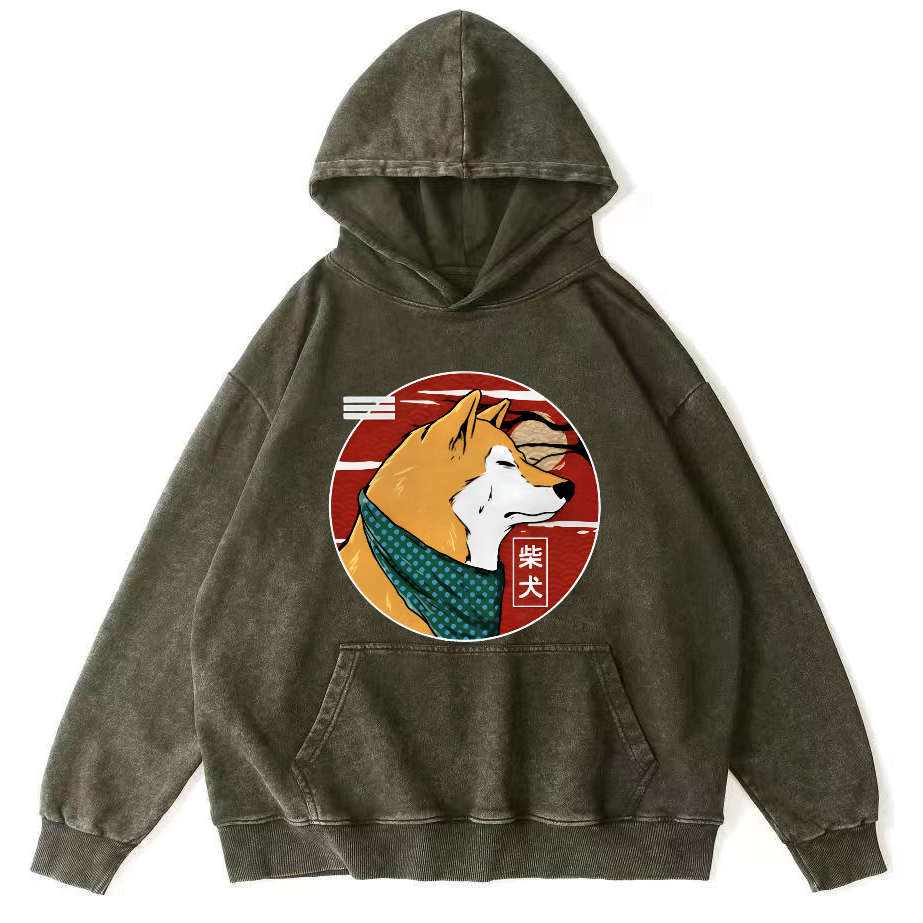 Cute Shiba Inu Vintage Distressed Hoodie-Zazasy