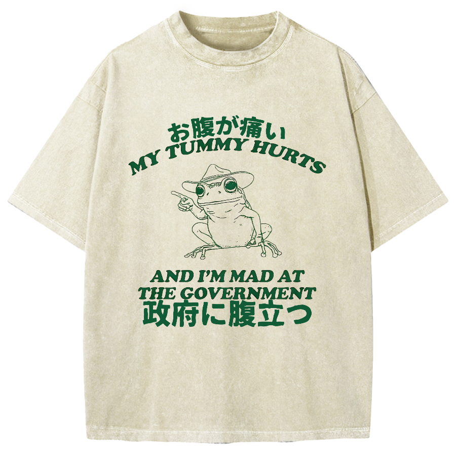 Mad at the government Frog Vintage Washed T-shirt