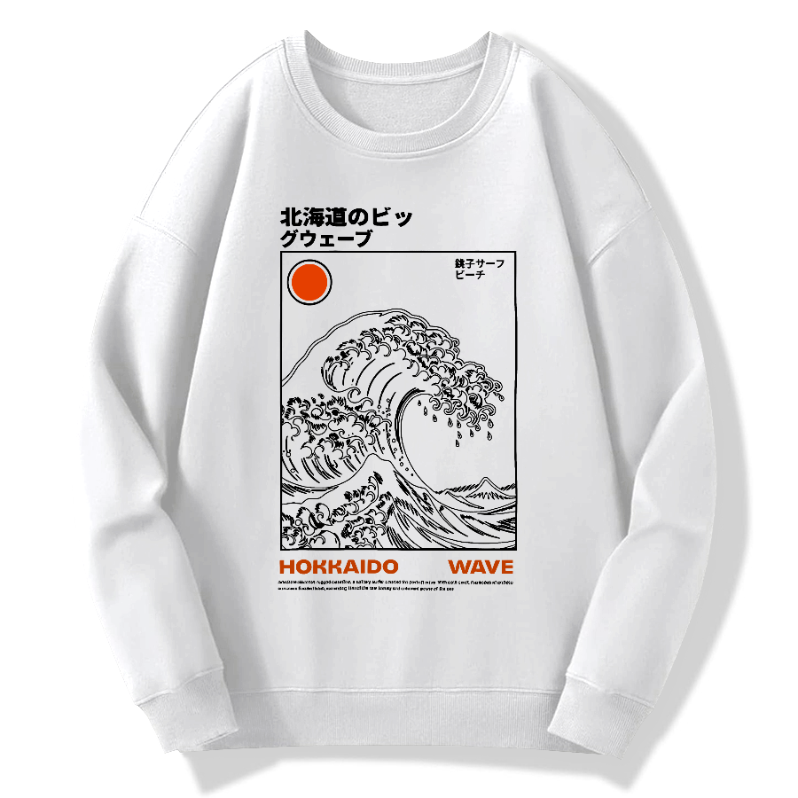 Kanagawa Retro Cotton Pullover Sweatshirt