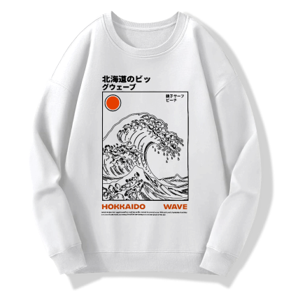 Kanagawa Retro Cotton Pullover Sweatshirt