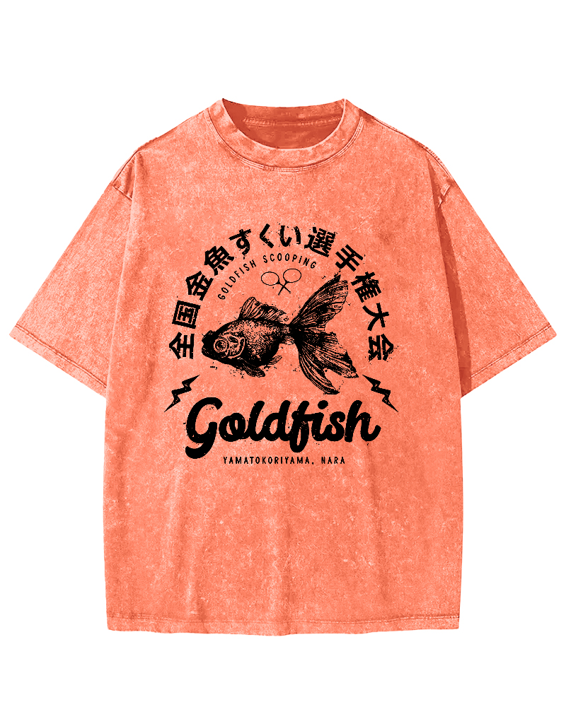 Japanese Goldfish Display Vintage Washed T-shirt-Zazasy
