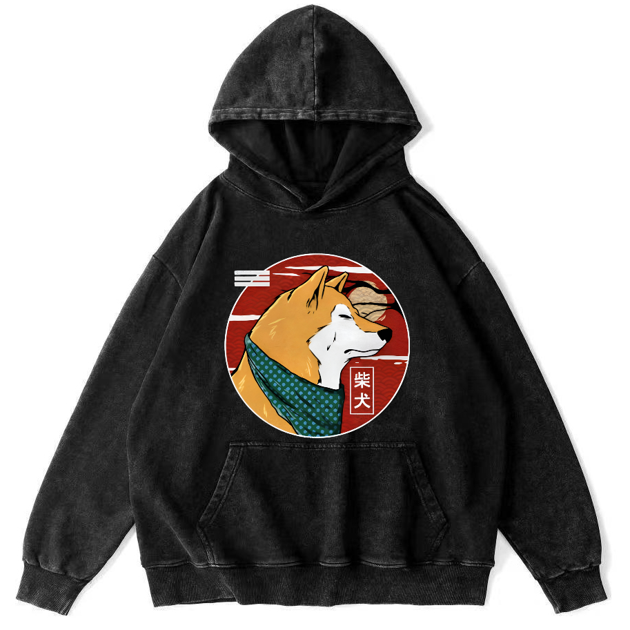 Cute Shiba Inu Vintage Distressed Hoodie-Zazasy