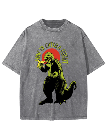 How To Catch A Flight Vintage Washed T-shirt-Zazasy