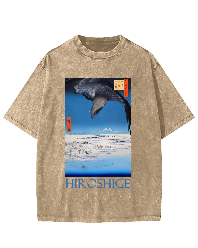 Hiroshige  Vintage Washed T-shirt-Zazasy