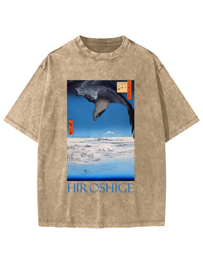 Hiroshige  Vintage Washed T-shirt-Zazasy