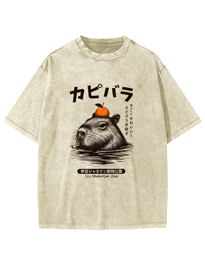 Japanese Mouse Pattern Vintage Distressed T-shirt-Zazasy