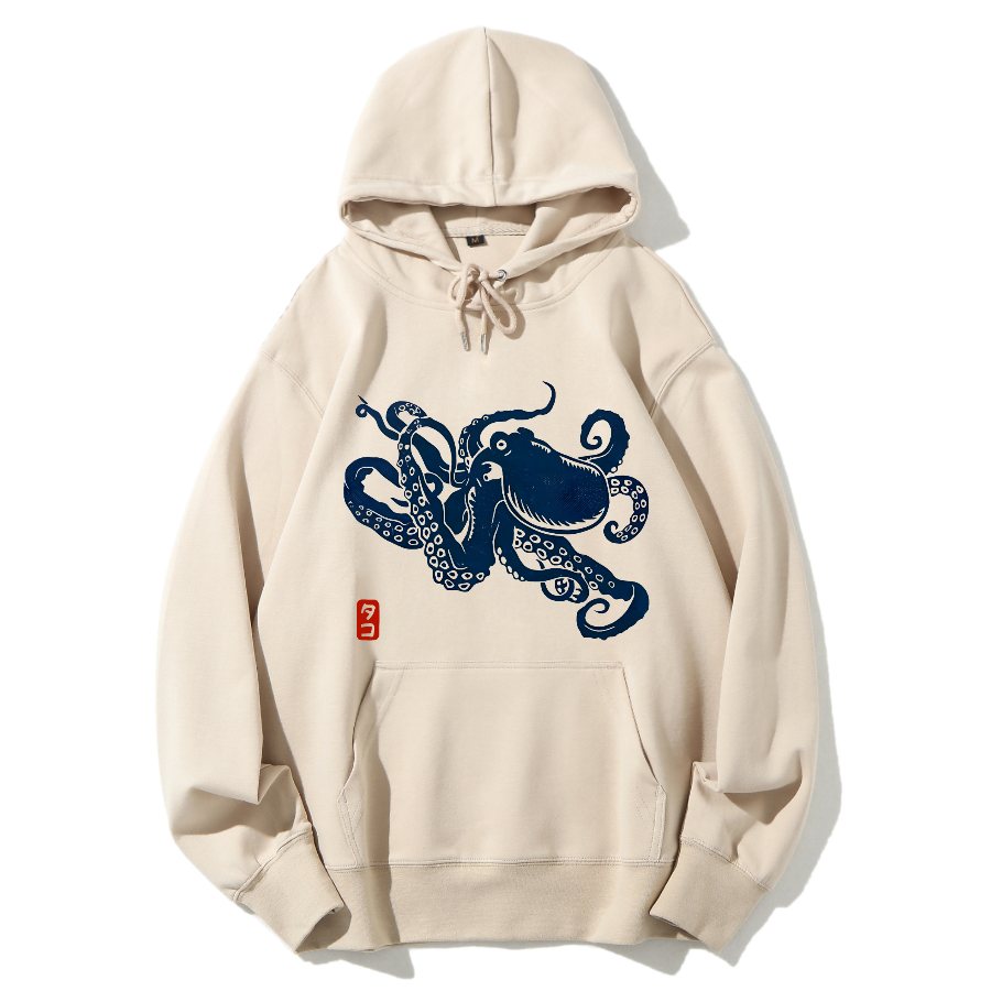Japanese Octopus Cotton Hoodie