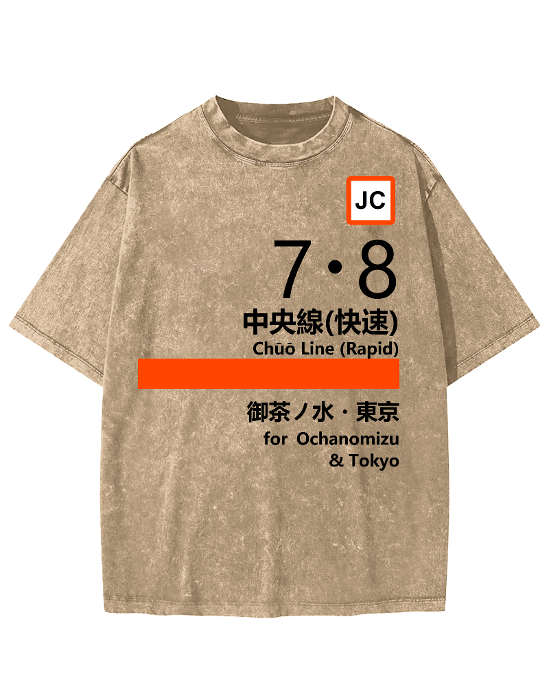 Chuo Line(Rapid) for Tokyo Vintage Washed T-shirt