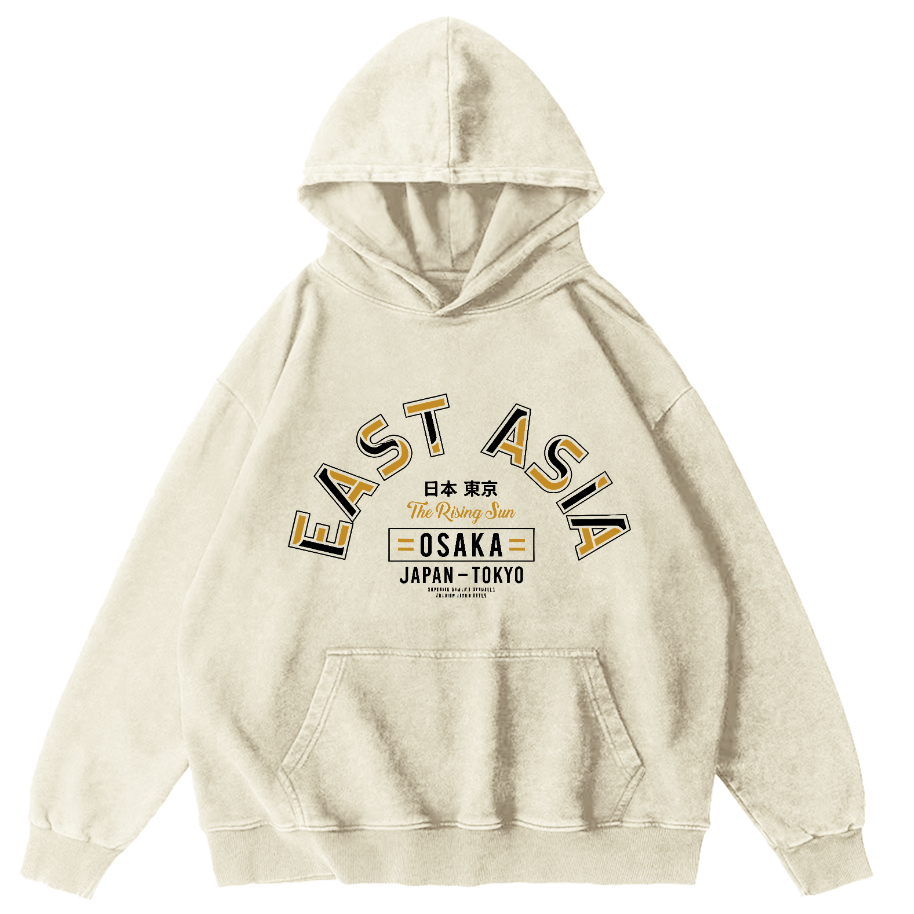 East Asia ﻿Vintage Washed Hoodie-Zazasy