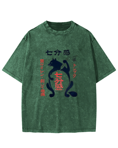 Japanese Cute Animal Patterns Vintage Distressed T-shirt-Zazasy
