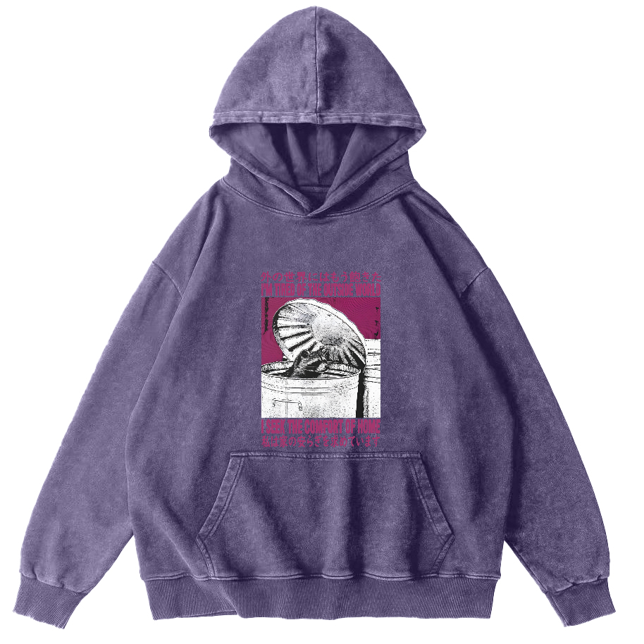 Retro Raccoon Pattern Japanese Style Vintage Distressed Hoodie-Zazasy