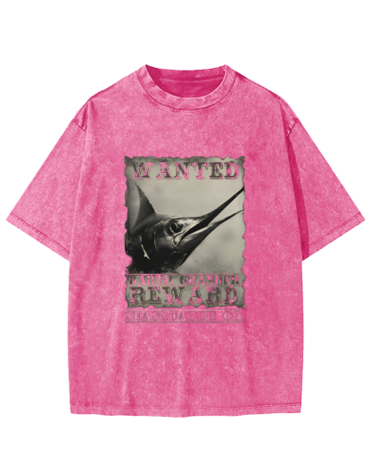 Retro Swordfish Pattern Vintage Distressed T-shirt-Zazasy