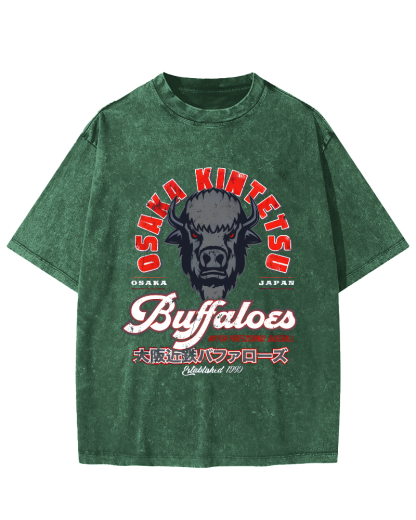 Osaka Kintetsu Buffaloed Vintage Washed T-shirt-Zazasy
