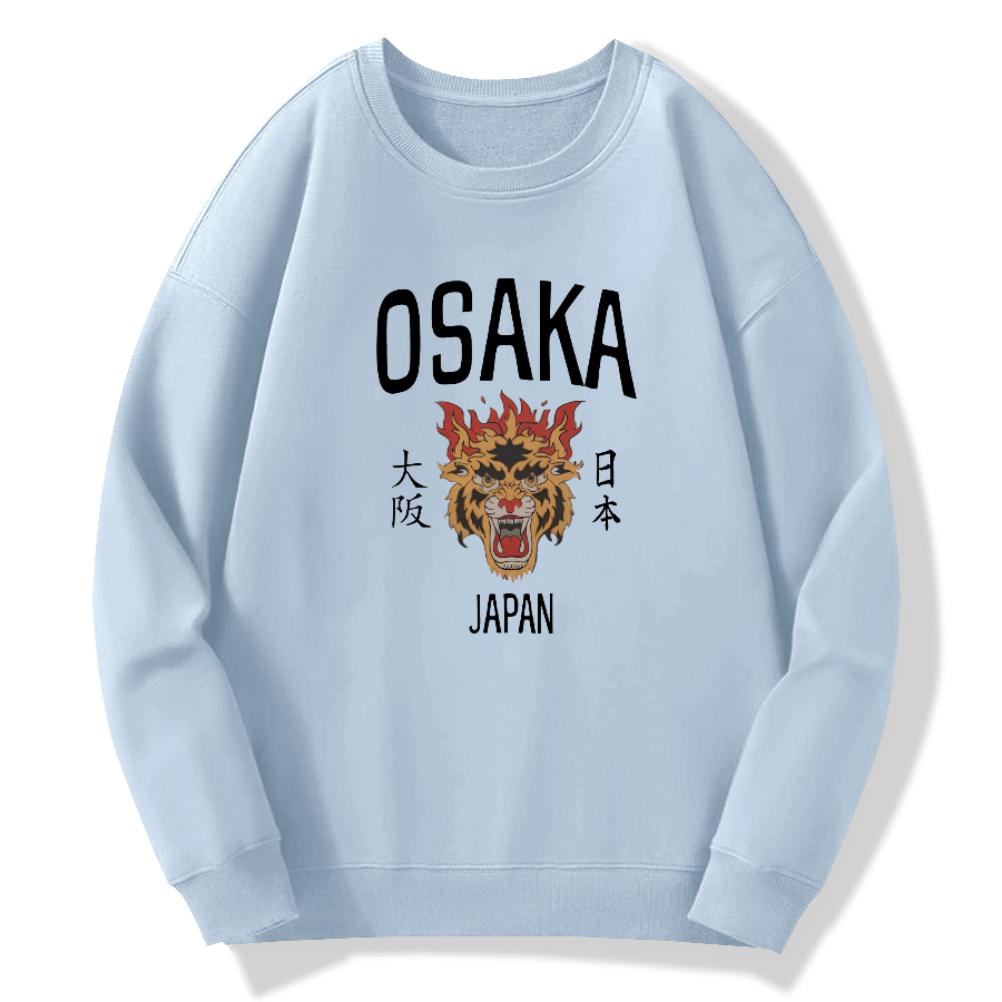 Osaka, Japan Retro Tiger Cotton Pullover Sweatshirt
