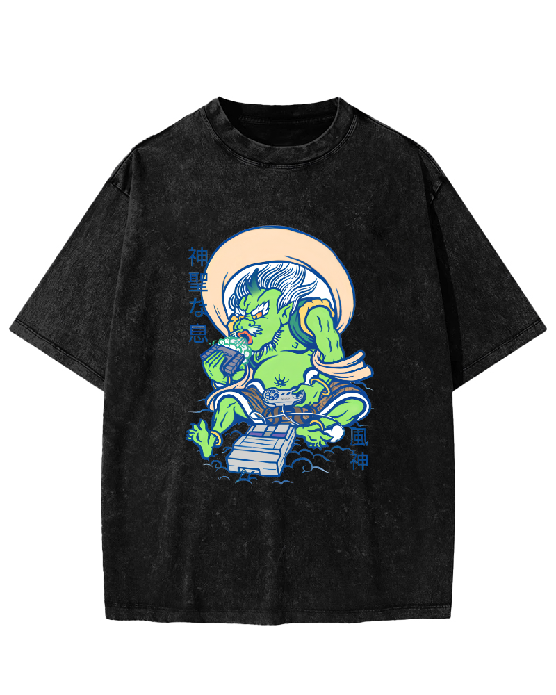 Abstract Monster Japanese Vintage Distressed T-shirt-Zazasy