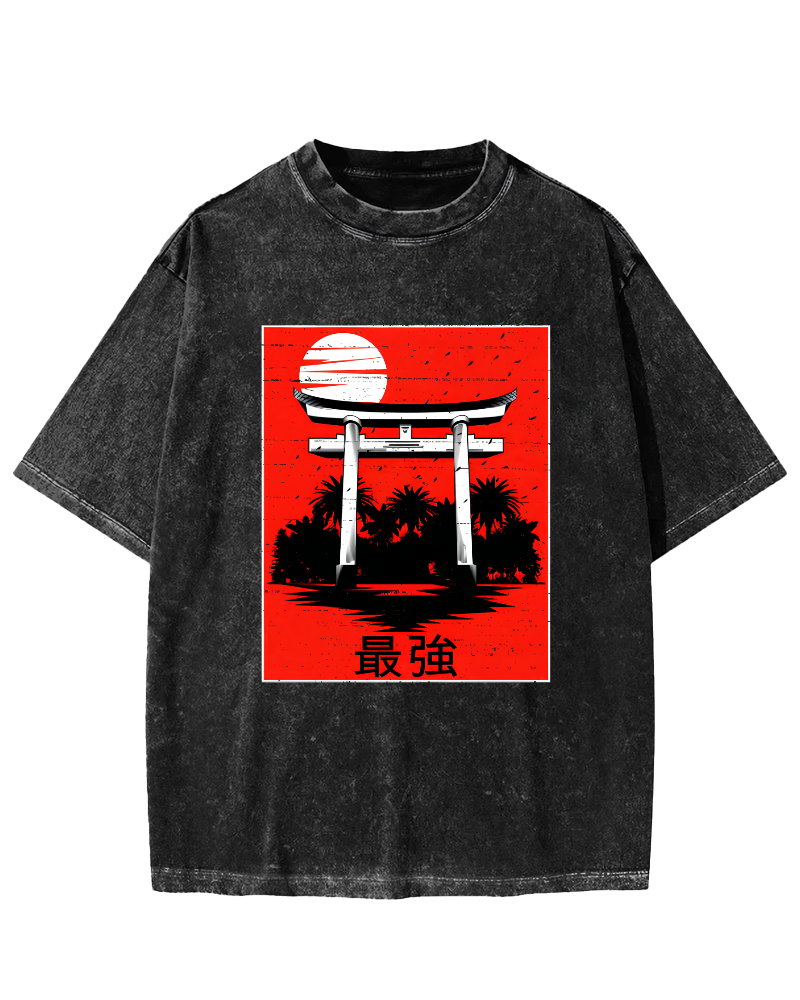 The Strongest Slogan Pattern in Japanese Style Vintage Distressed T-shirt-Zazasy