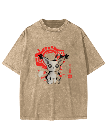 Retro Cartoon Kitten Japanese Style Vintage Distressed T-shirt-Zazasy