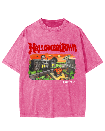 Halloween Town Vintage Washed T-shirt-Zazasy