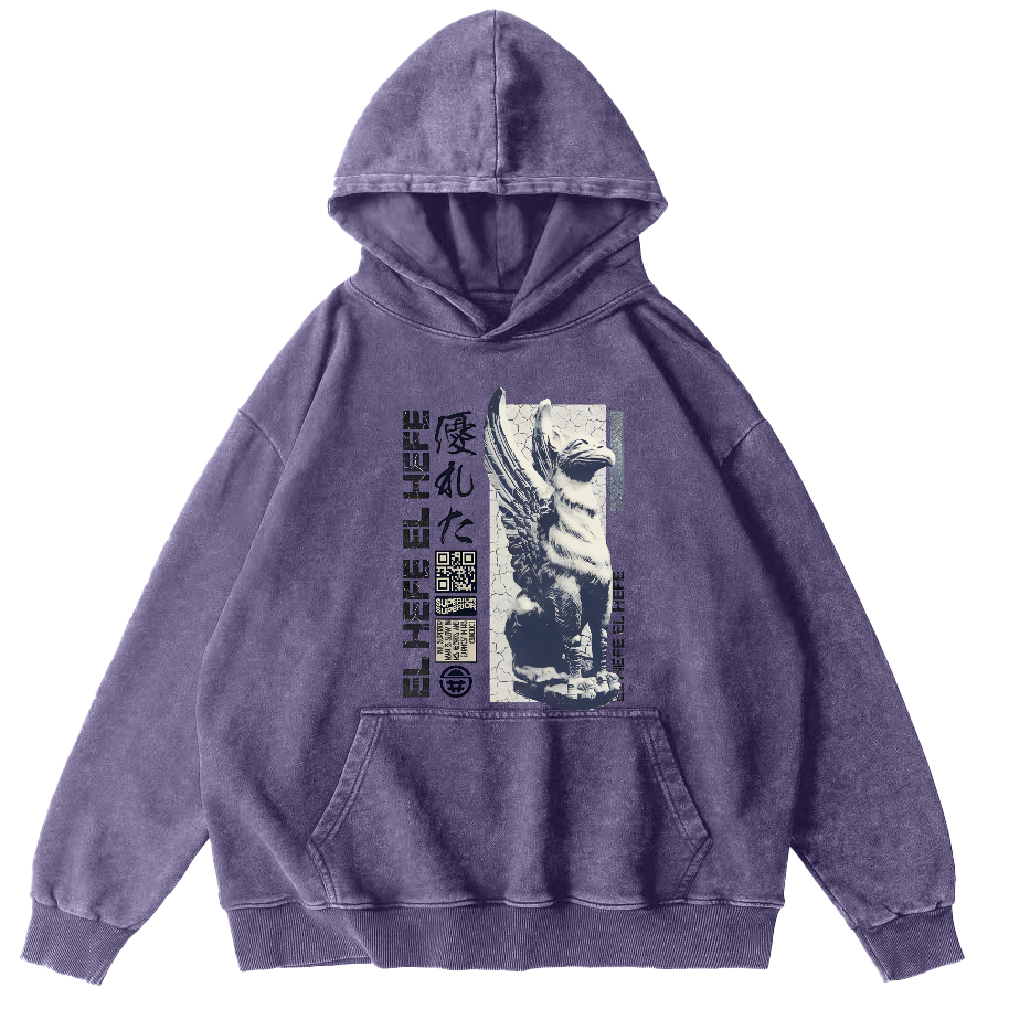 Griffin Retro Vintage Washed Hoodie-Zazasy