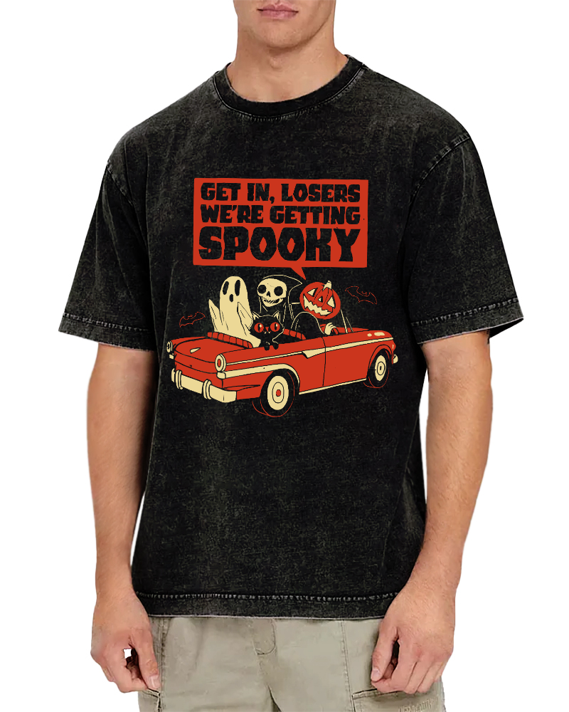Get In Losers Were Getting Spooky Vintage Washed T-shirt-Zazasy