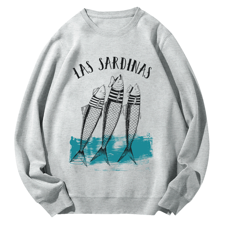 Las Sardinas  Round Neck Sweatshirt-Zazasy