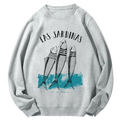 Las Sardinas  Round Neck Sweatshirt-Zazasy
