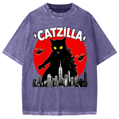 Black CatZilla Vintage Washed T-shirt