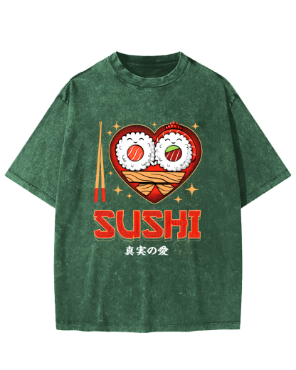 My favorite Sushi Vintage Washed T-shirt-Zazasy