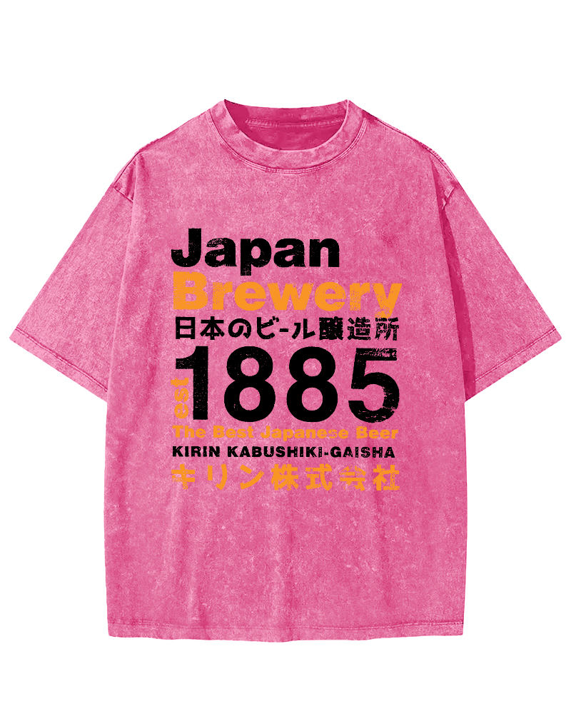 Japan Brewery Vintage Washed T-shirt-Zazasy