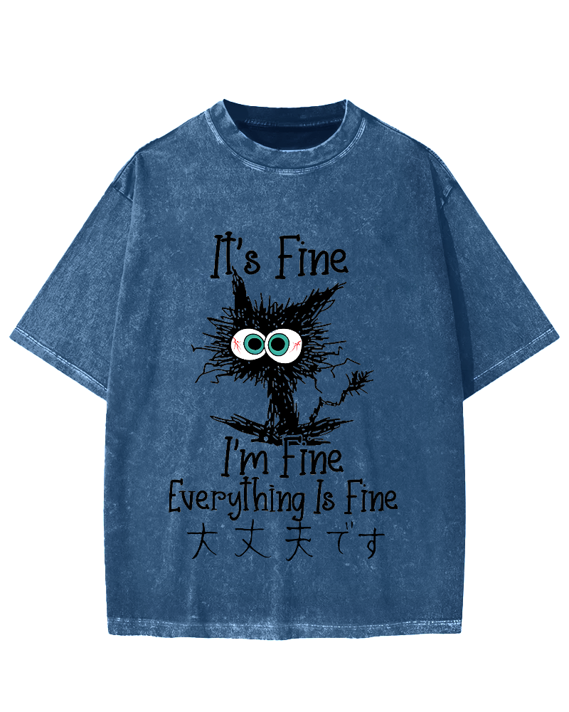 It's Fine Cat Vintage Washed T-shirt