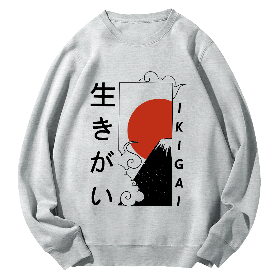 Ukiyo-e Sunrise Round Neck Sweatshirt-Zazasy