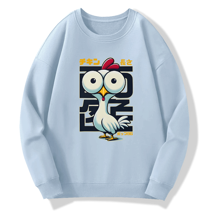 Interesting Big eyed Chicken Cotton Pullover Sweatshirt