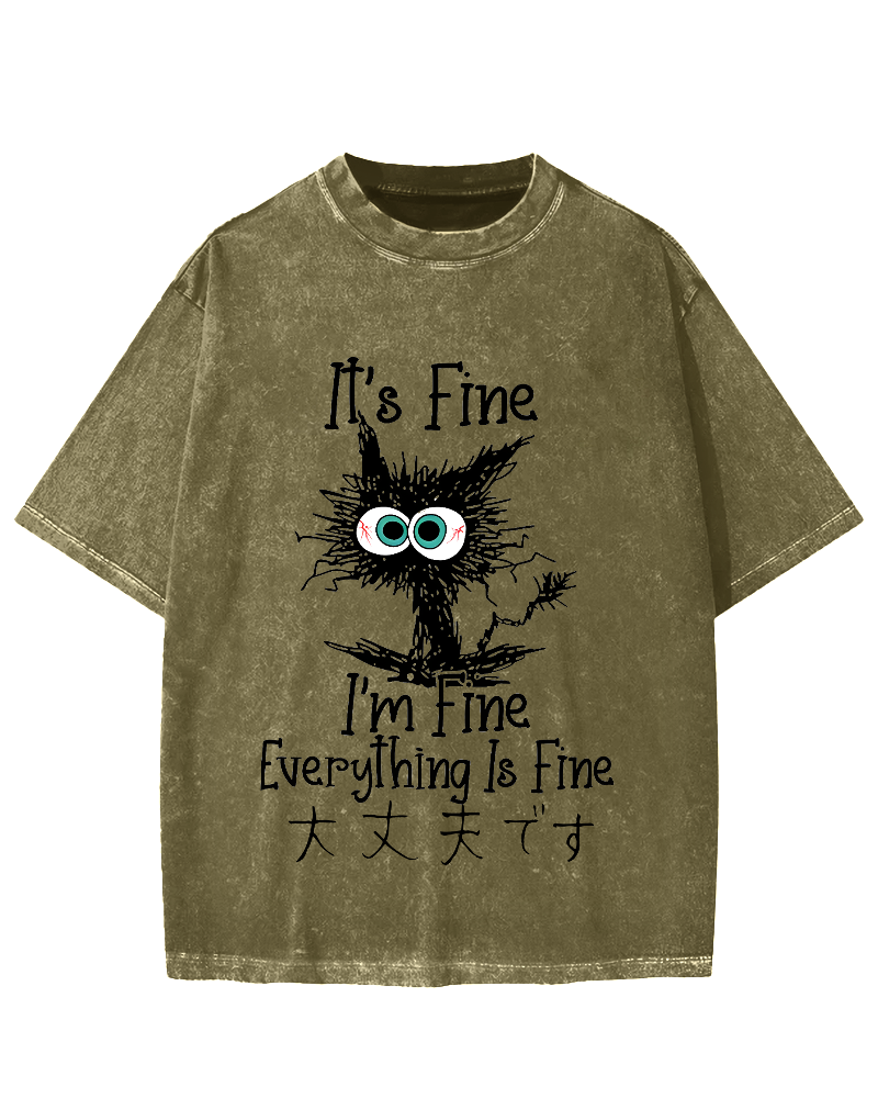 It's Fine Cat Vintage Washed T-shirt