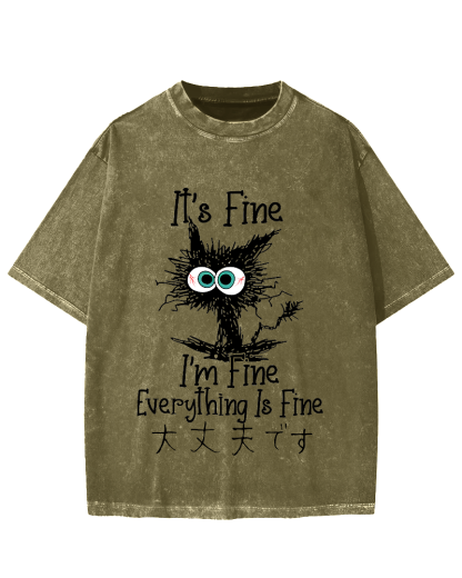 It's Fine Cat Vintage Washed T-shirt
