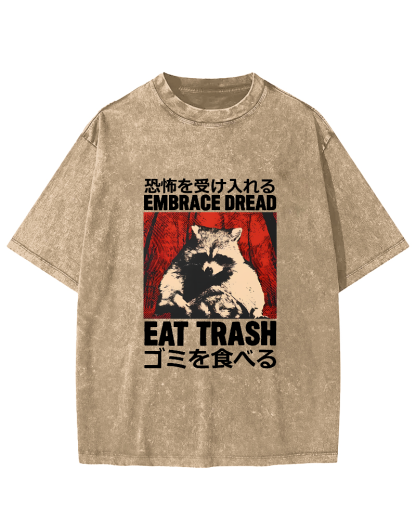 Raccoon Pattern Japanese Style Vintage Distressed T-shirt-Zazasy