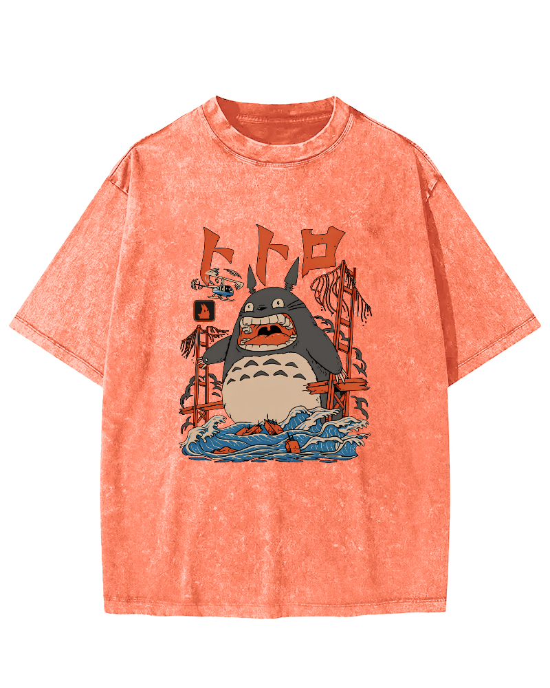 Cute Cartoon Japanese Style Vintage Distressed T-shirt-Zazasy