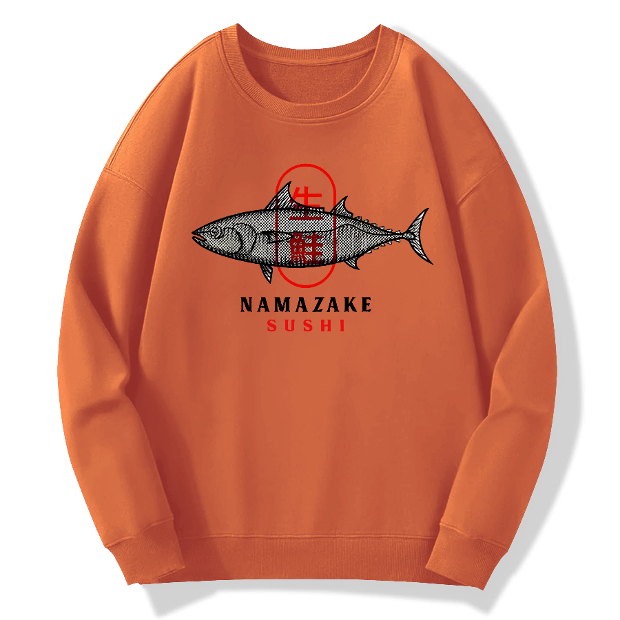 Japanese Raw Salmon And Seafood Cotton Pullover Sweatshirt