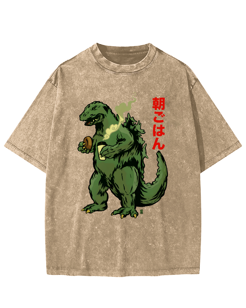 The Big Monster Eating Breakfast Vintage Distressed T-shirt