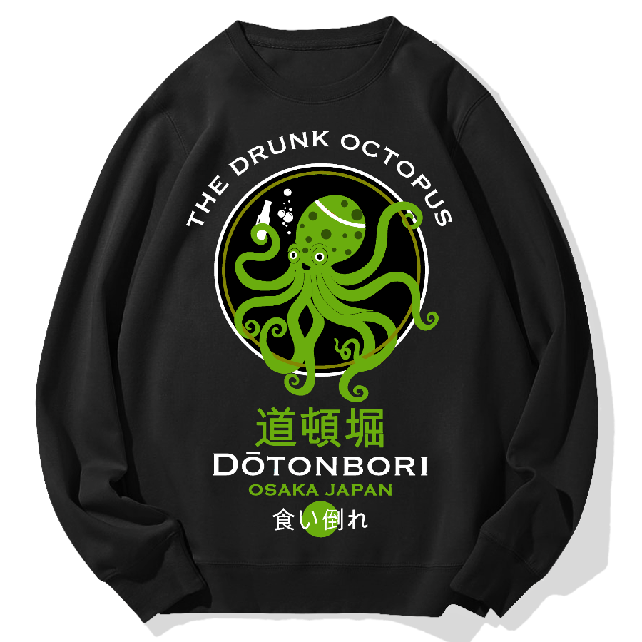 Dotonbori Octopus(Green) Geek Cotton Sweatshirt