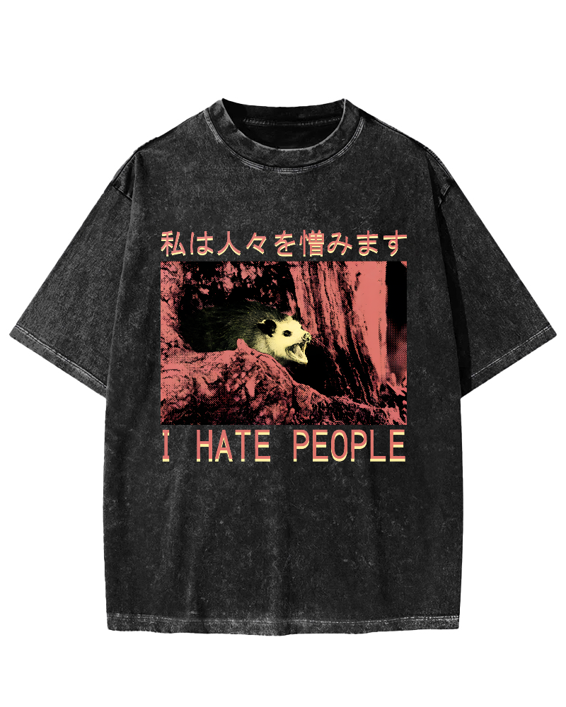 I Hate People Vintage Distressed T-shirt-Zazasy