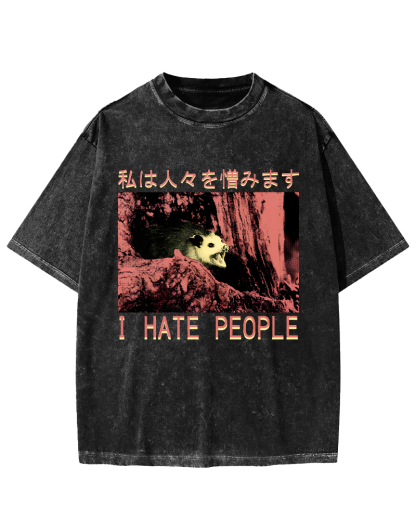 I Hate People Vintage Distressed T-shirt-Zazasy